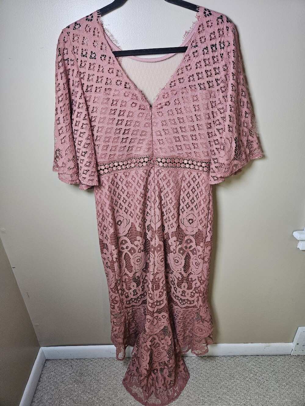 Two Sisters The Label Reyna Mauve Floral Lace Midi Size 10 Wedding Event Formal - Picture 8 of 14